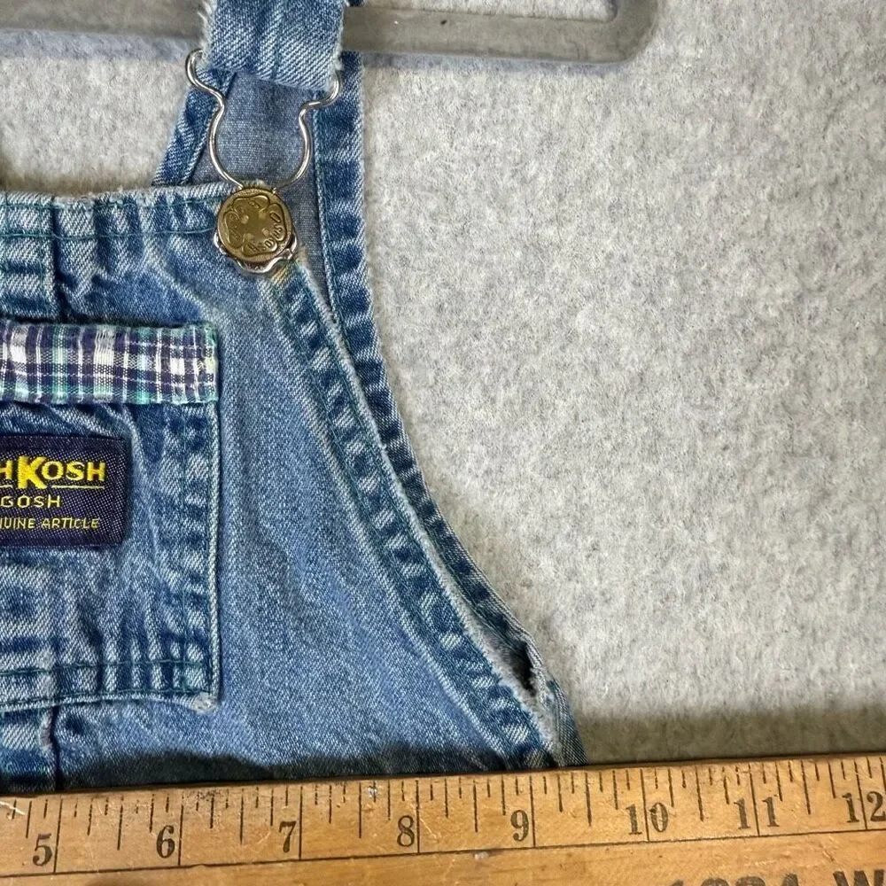 VTG OshKosh B'Gosh Blue Overalls USA Size 3T Unisex Great Circle Route Patch